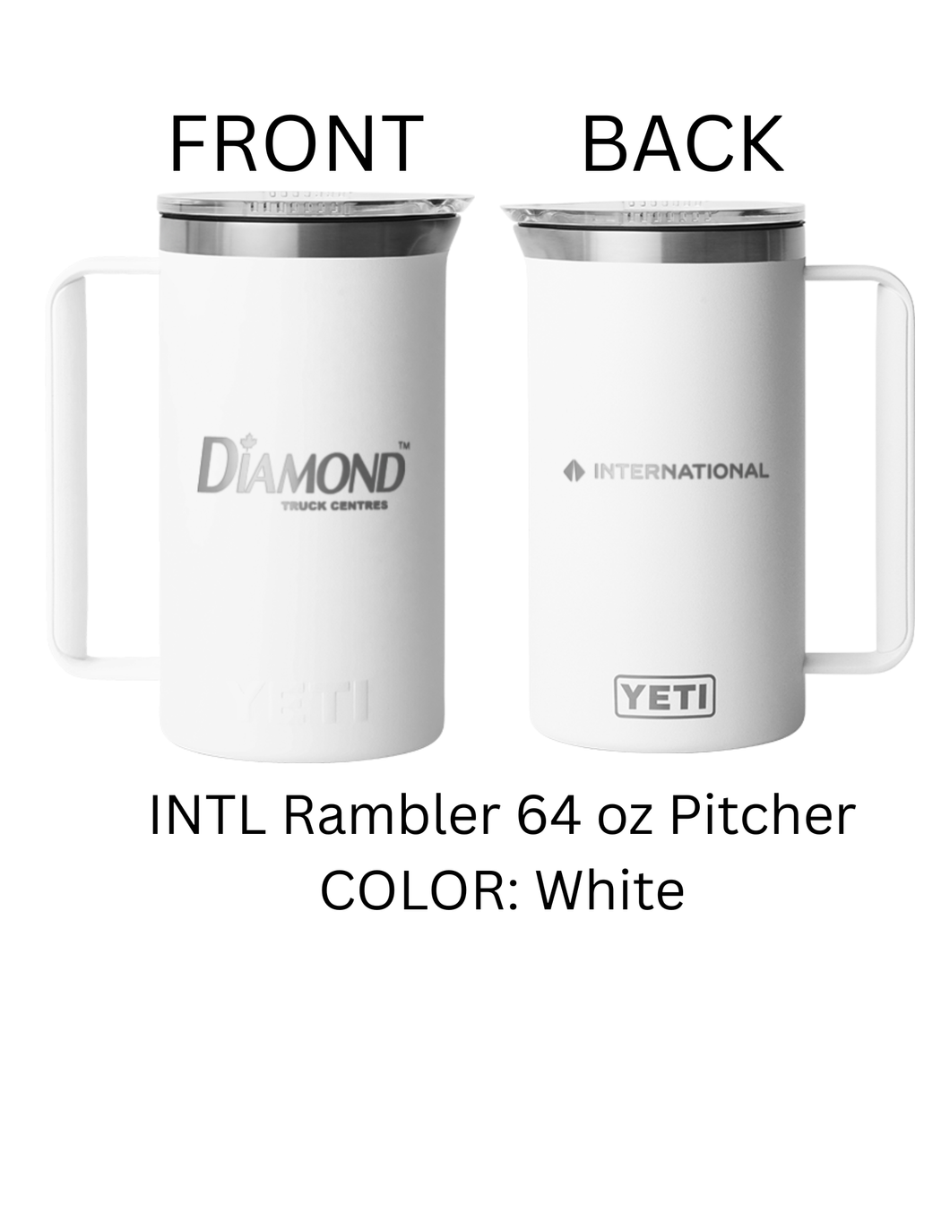 64oz White YETI Rambler – Diamond Edition