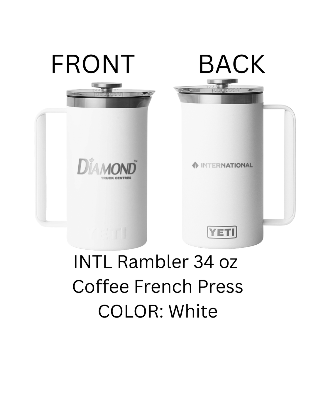 34oz White Coffee French Press - Diamond Edition