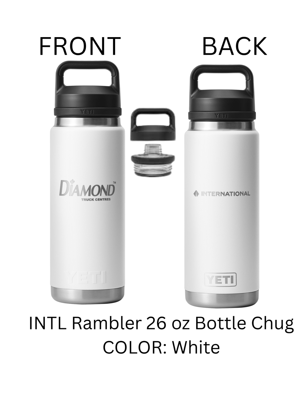 26oz White YETI Chug Style Bottle – Diamond Edition